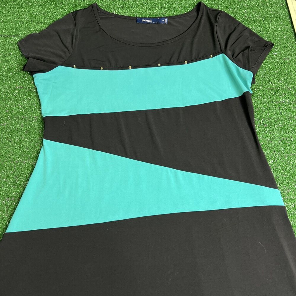 Eloquii By The Limited‎ Womens Black Teal Shift Dress Short Sleeve Size 16W